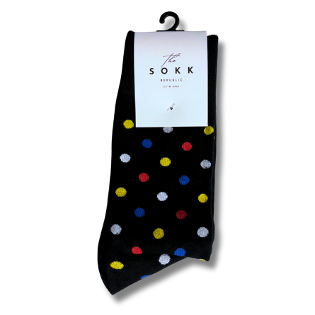 Black Red and Yellow Dot Office Socks - Image 5