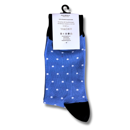 Sky Blue and White Dot Office Socks - Image 4