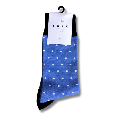 Sky Blue and White Dot Office Socks - Image 5