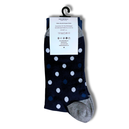 Dark Blue White Dot Office Socks - Image 4