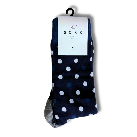 Dark Blue White Dot Office Socks - Image 5