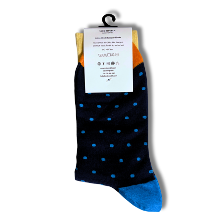 Dark Blue Yellow Dot Office Socks - Image 4