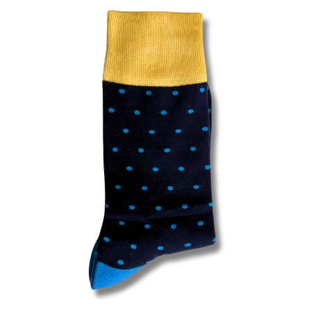 Dark Blue Yellow Dot Office Socks - Image 3