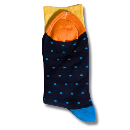 Dark Blue Yellow Dot Office Socks - Image 2