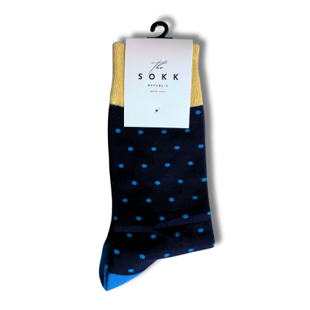 Dark Blue Yellow Dot Office Socks - Image 5