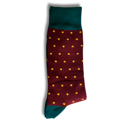 Dark Maroon and Yellow Dot Office Socks - Image 3