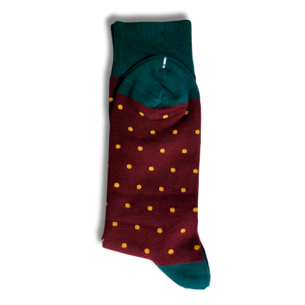 Dark Maroon and Yellow Dot Office Socks - Image 2