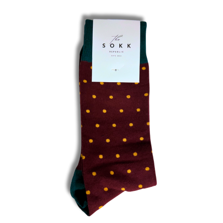 Dark Maroon and Yellow Dot Office Socks - Image 5