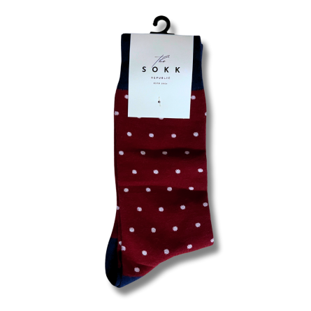 Maroon and White Dot Office Socks - Image 5
