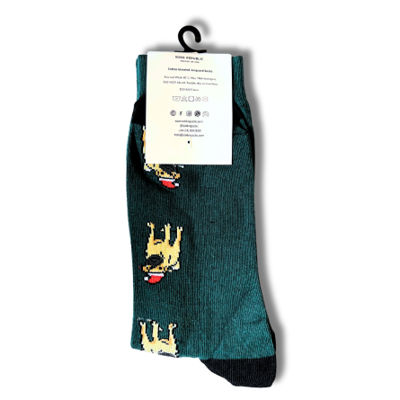Dark Green Pug Christmas Socks - Image 4