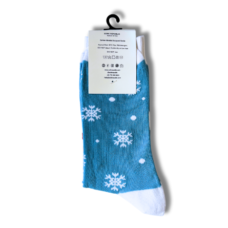 Light Blue Reindeer Snow Christmas Socks - Image 4