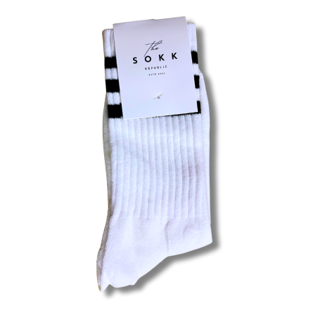 Premium White and Navy Blue Stripe Socks - Image 5
