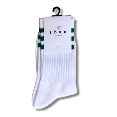Premium White and Green Stripe Socks - Image 5