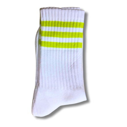 Premium White and light green Stripe Socks - Image 3
