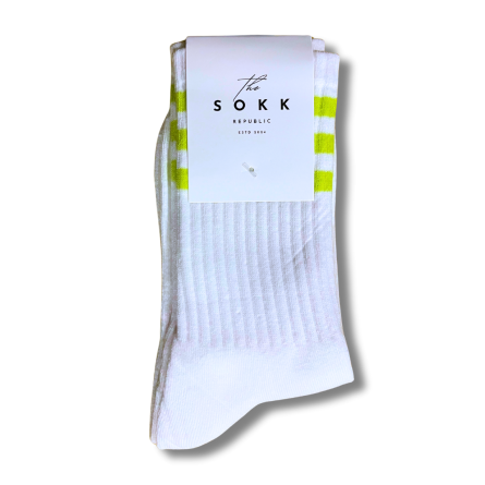 Premium White and light green Stripe Socks - Image 5
