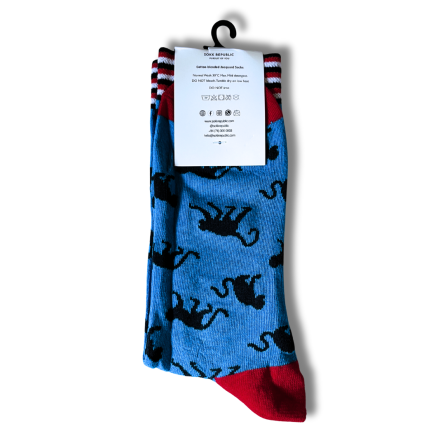 Monkey Print Blue Socks - Image 4
