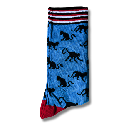 Monkey Print Blue Socks - Image 3
