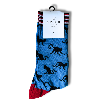 Monkey Print Blue Socks - Image 5